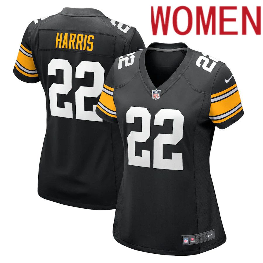 Women Pittsburgh Steelers 22 Najee Harris Nike Black Alternate Game NFL Jersey